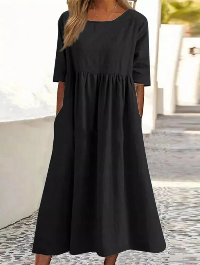 Ivanna™ – Robe Longue Femme Confortable et Élégante en Coton Léger