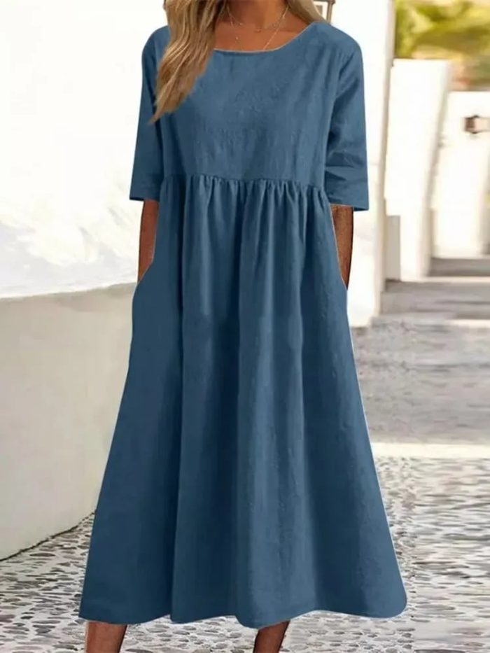 Ivanna™ – Robe Longue Femme Confortable et Élégante en Coton Léger