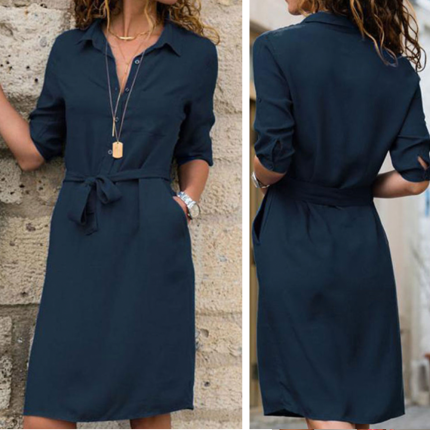 Hébé™ – Robe Chemise Femme Élégante avec Ceinture Ajustable et Confort Optimal-1