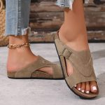 Liora™ – Sandale Femme Chic et Confortable en Liège, Plates & Réglables Été