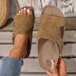 Liora™ – Sandale Femme Chic et Confortable en Liège, Plates & Réglables Été