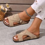 Liora™ – Sandale Femme Chic et Confortable en Liège, Plates & Réglables Été