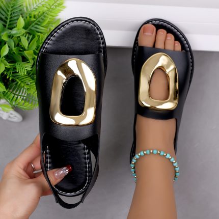 LunaBelle™ – Sandales Femme Plates en Cuir, Confort Élégant pour l’Été