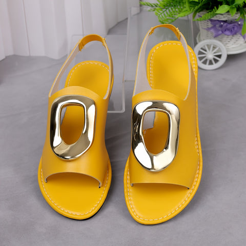 LunaBelle™ – Sandales Femme Plates en Cuir, Confort Élégant pour l’Été