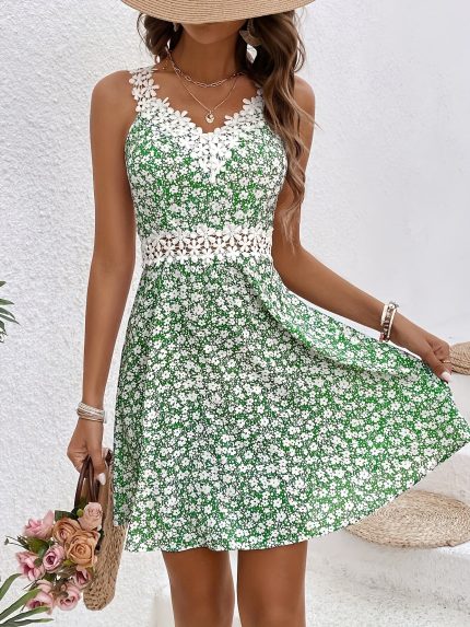 Lunea™ – Robe Bohème Chic à Fleurs Courte Sans Manche et Dos Nu Été