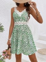 Lunea™ – Robe Bohème Chic à Fleurs Courte Sans Manche et Dos Nu Été