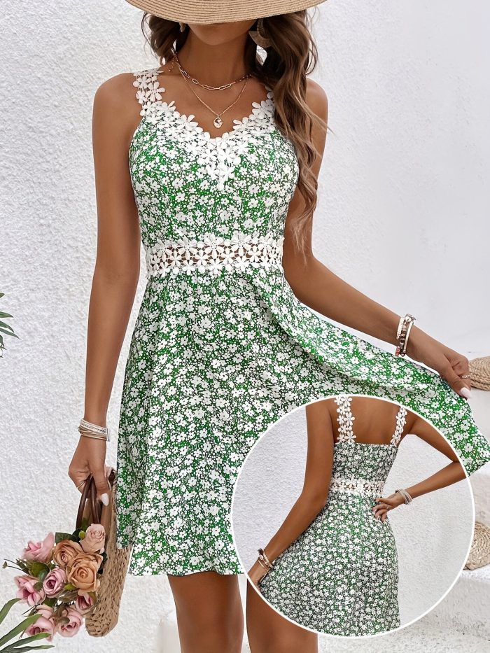 Lunea™ – Robe Bohème Chic à Fleurs Courte Sans Manche et Dos Nu Été