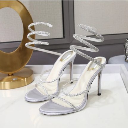 LuxeTwist™ – Sandales Femme Élégantes en Cuir avec Cristaux Scintillants
