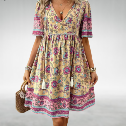 FLORE™ – Robe Femme Bohème Chic Imprimé Floral Légère et Élégante-1