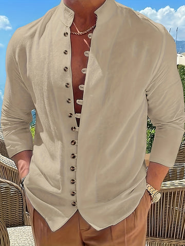 MaoFocus™ – Chemise Col Mao Homme Décontractée
