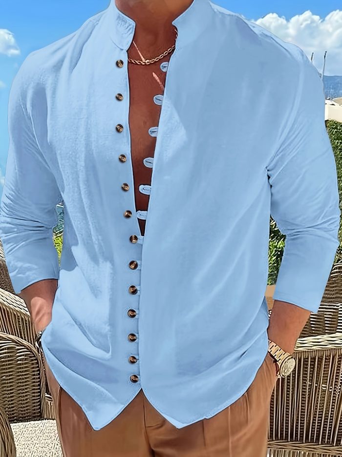 MaoFocus™ – Chemise Col Mao Homme Décontractée