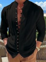 MaoFocus™ – Chemise Col Mao Homme Décontractée