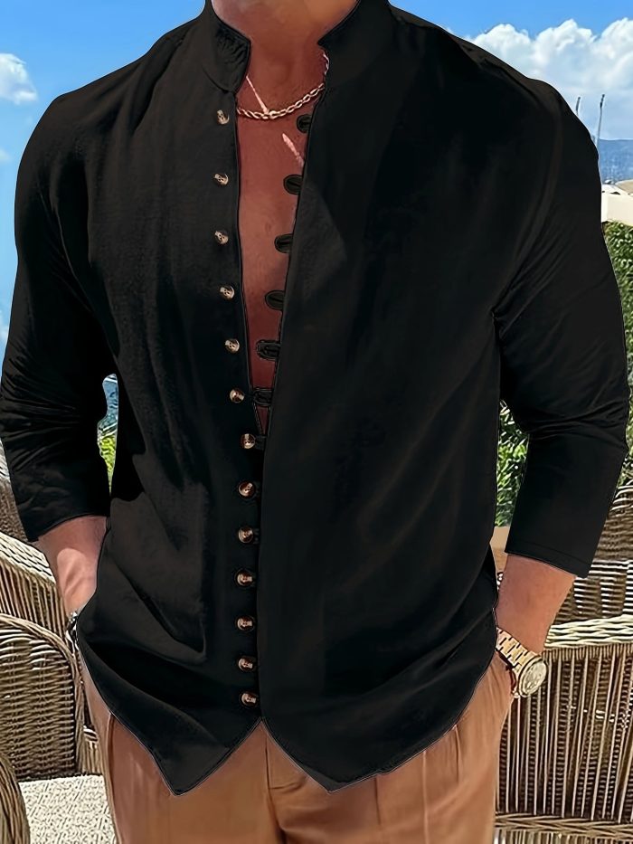 MaoFocus™ – Chemise Col Mao Homme Décontractée