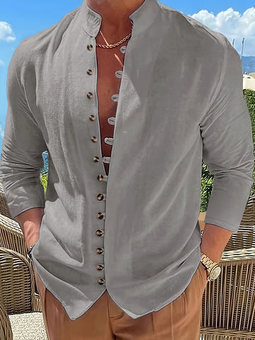 MaoFocus™ – Chemise Col Mao Homme Décontractée