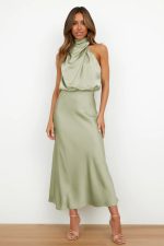 Variant image for Margot™ – Robe Longue Femme en Satin Chic avec Col Drapé Élégant-11