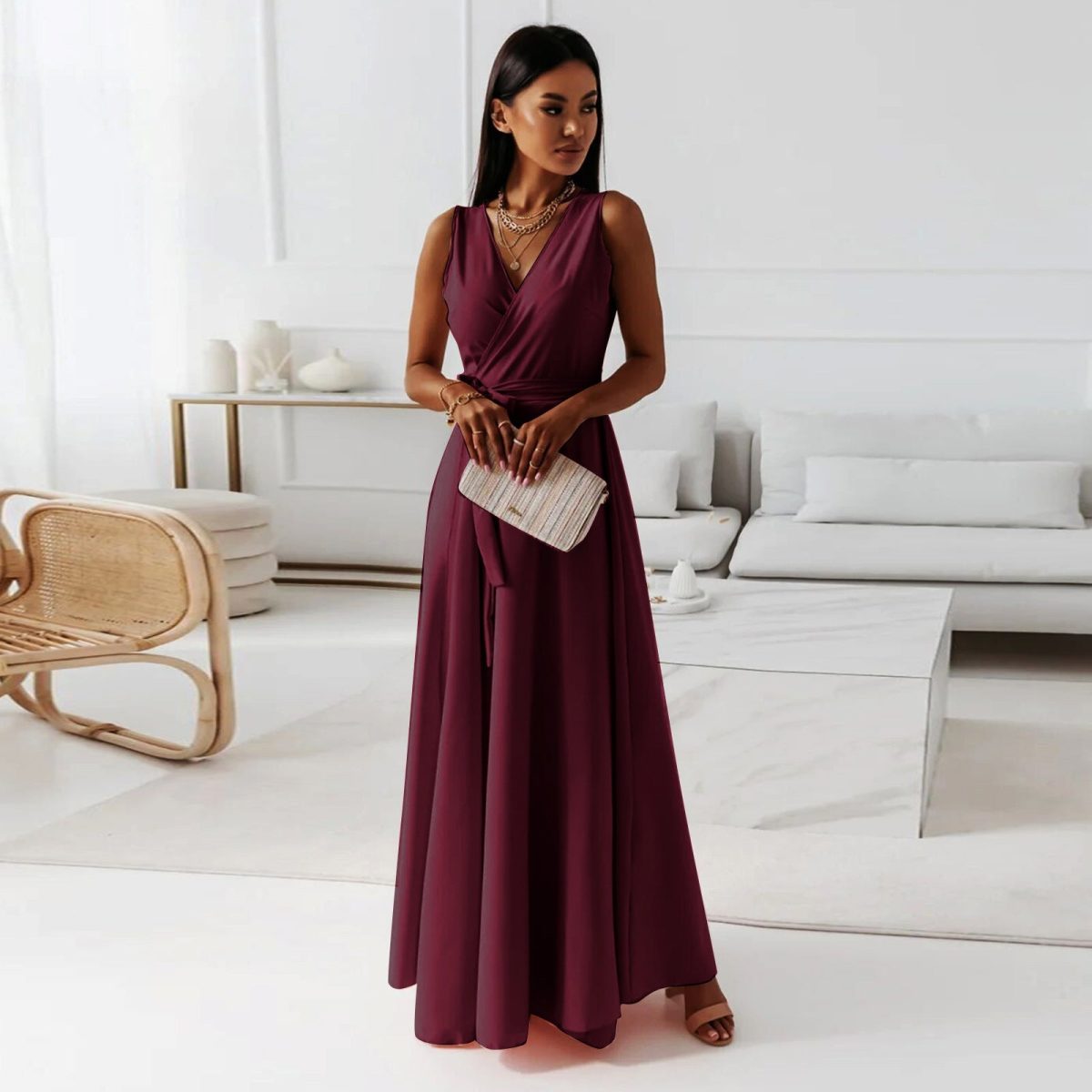 Variant image for Annabelle™ – Robe Longue Femme Élégante Encolure en V Confortable et Polyvalente-9