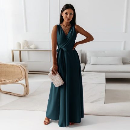 Annabelle™ – Robe Longue Femme Élégante Encolure en V Confortable et Polyvalente-2