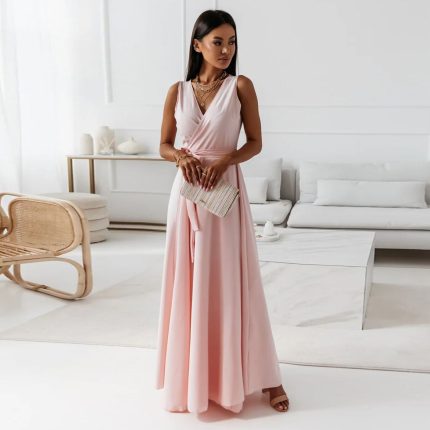 Annabelle™ – Robe Longue Femme Élégante Encolure en V Confortable et Polyvalente-1