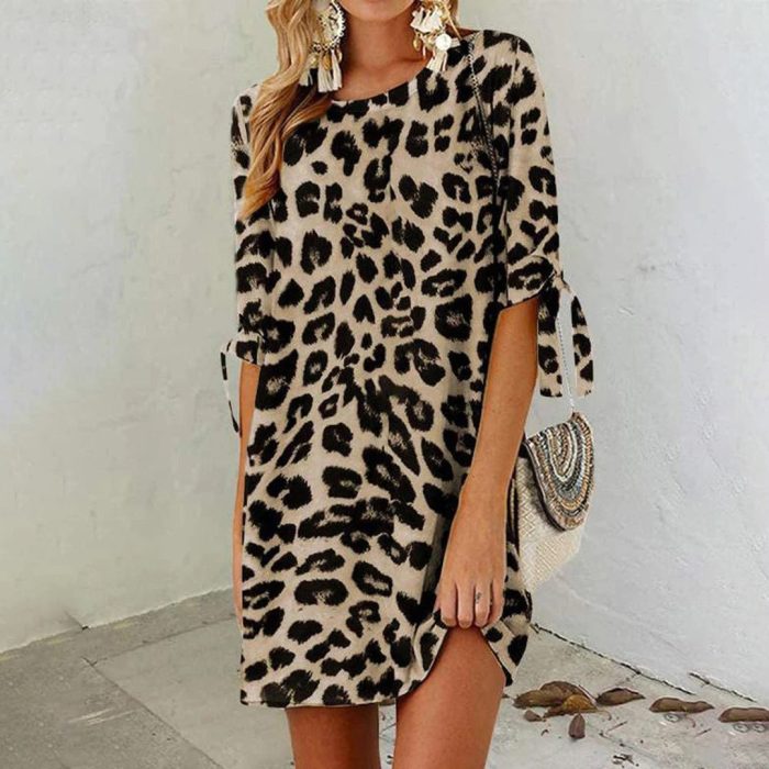 Variant image for MiSun™ – Robe Femme Mini Imprimé Léopard Confortable & Élégante-6
