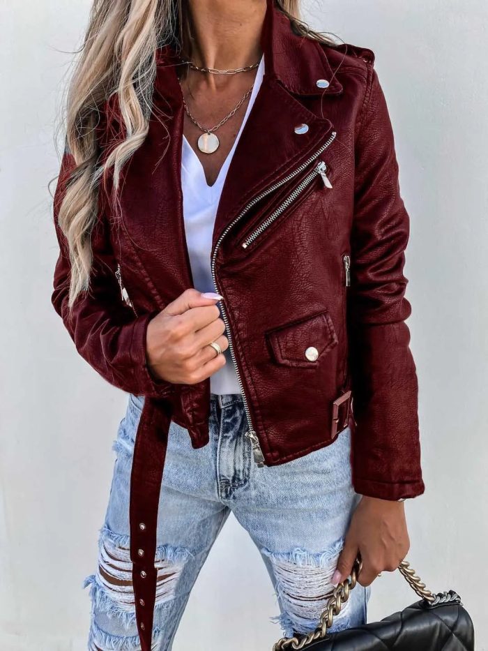 Variant image for Projet Paris™ – Veste en Cuir Femme Élégante et Polyvalente pour Toutes Occasions-5