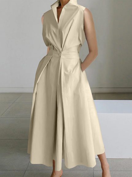 Eleanor™ – Robe Femme en Coton Élégante avec Col de Chemise Sophistiqué-2