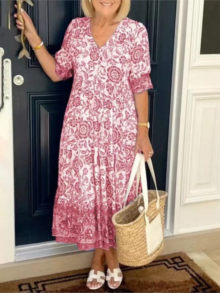 Variant image for Millie™ – Robe Longue Femme Fleurie Décolleté en V Confort Été-9