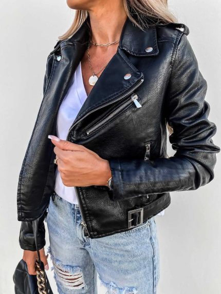 Projet Paris™ – Veste en Cuir Femme Élégante et Polyvalente pour Toutes Occasions-2