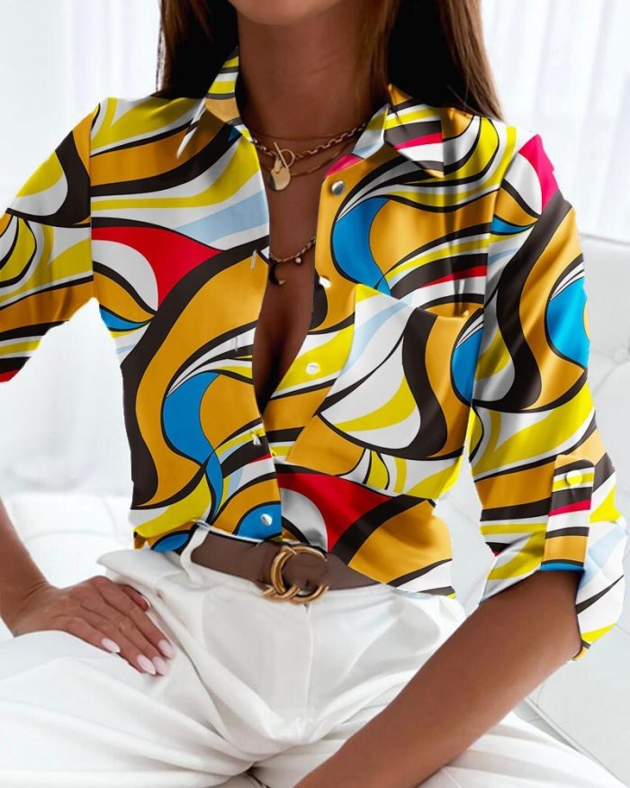 ClaraChic™ – Chemisier Femme Chic à Imprimé Tendance Élégant et Ajusté-2