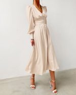 Arya™ – Robe Longue Femme Élégante en Satin Polyvalente Pour Toutes Occasions-4
