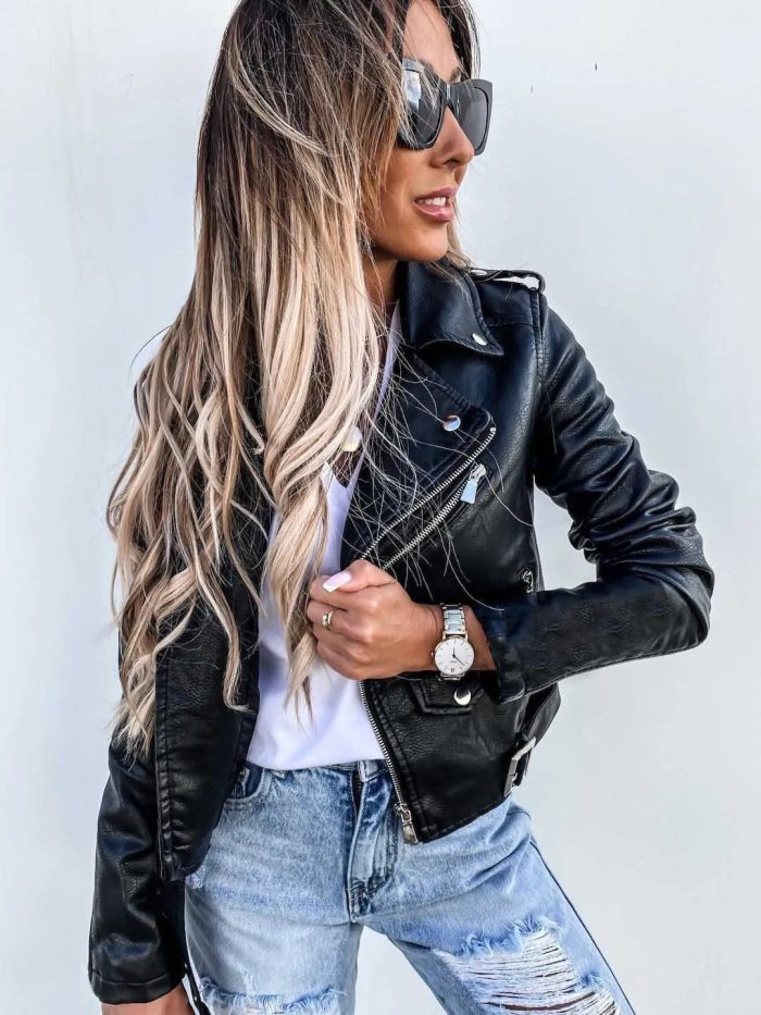 Projet Paris™ – Veste en Cuir Femme Élégante et Polyvalente pour Toutes Occasions-3