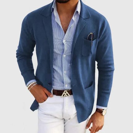 ProjetParis™ – Blazer Homme Décontracté en Bleu Marine Polyvalent-1