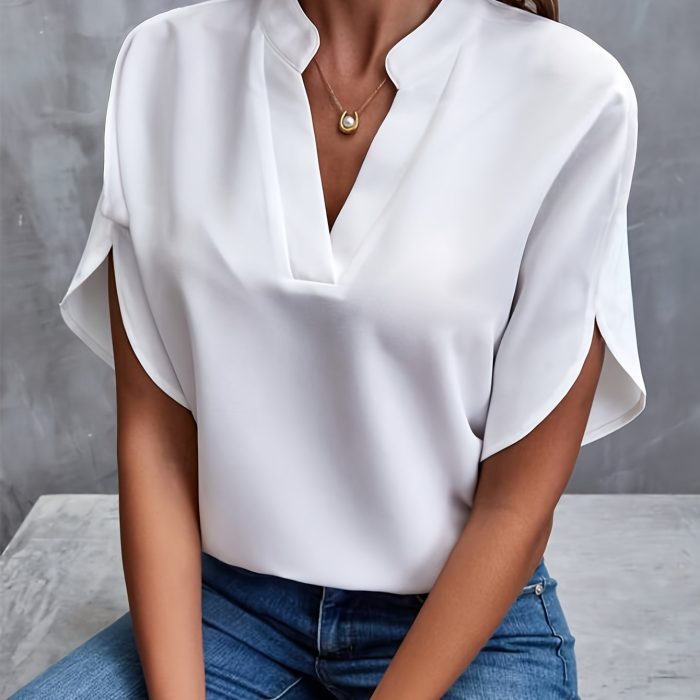 Variant image for Layla™ – Blouse Femme Chic Col V Fendu Manches Fluides Confortable-1