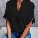 Variant image for Layla™ – Blouse Femme Chic Col V Fendu Manches Fluides Confortable-6