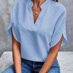 Variant image for Layla™ – Blouse Femme Chic Col V Fendu Manches Fluides Confortable-26