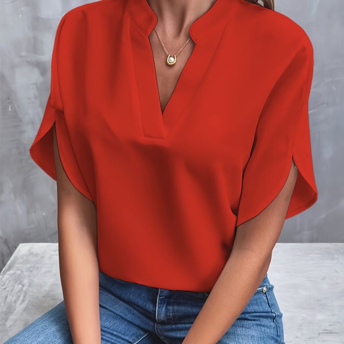 Variant image for Layla™ – Blouse Femme Chic Col V Fendu Manches Fluides Confortable-16