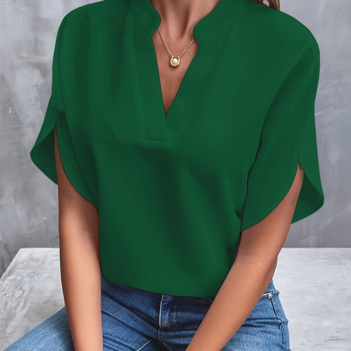 Variant image for Layla™ – Blouse Femme Chic Col V Fendu Manches Fluides Confortable-21