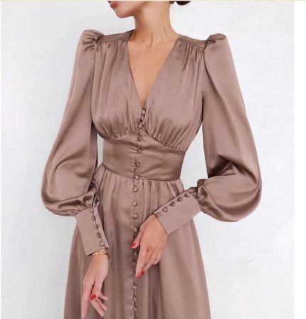 Arya™ – Robe Longue Femme Élégante en Satin Polyvalente Pour Toutes Occasions-1
