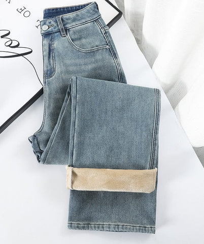 CosyDenim™ – Pantalon Jean Molletonné Femme