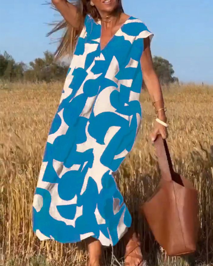 Variant image for CamilleChic™ – Robe Femme Longue Élégante Col en V Tissu Doux et Respirant-13