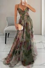ChicElegance™ – Robe Longue Femme Imprimé Moderne et Laçage Ajustable-2