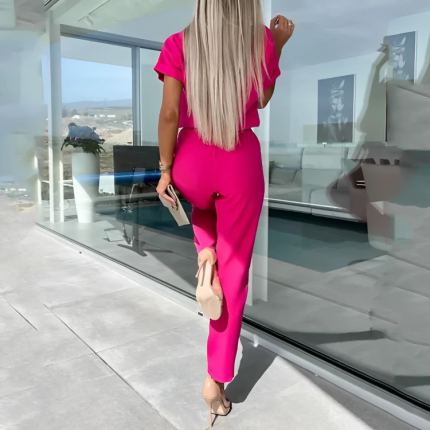 JuliaStyle™ – Combinaison Femme Chic à Manches Courtes Élégante et Polyvalente-3
