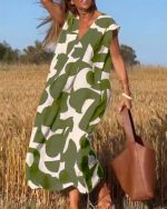 Variant image for CamilleChic™ – Robe Femme Longue Élégante Col en V Tissu Doux et Respirant-7