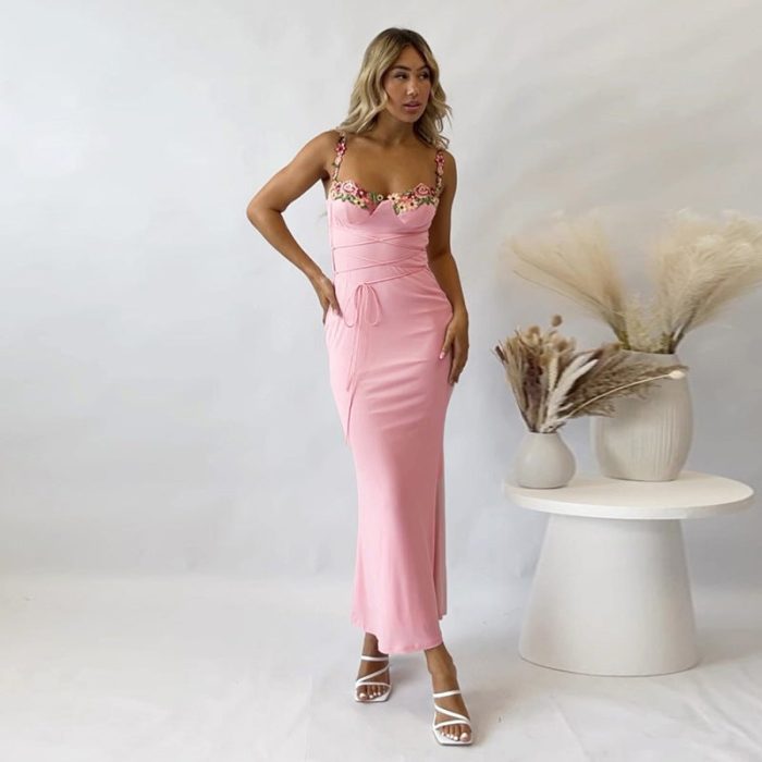 Variant image for Isabella™ – Robe Longue Femme Élégante avec Broderie Florale Ajustable-1