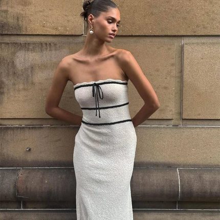 Olivia™ – Ensemble Tailleur Femme Élégant avec Haut Bandeau et Jupe Longue-3