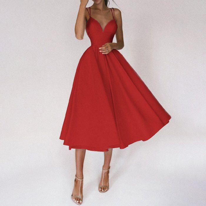 Variant image for Elegancewear™ – Robe Femme Longue Élégante Col en V Design Sans Dos-5