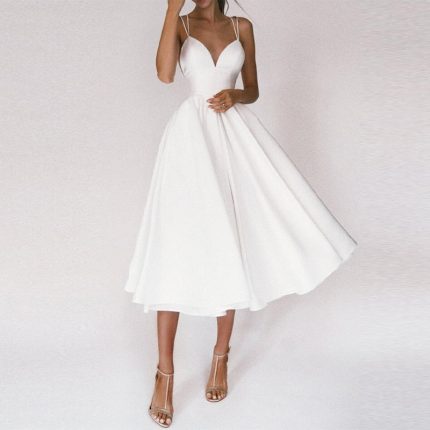 Elegancewear™ – Robe Femme Longue Élégante Col en V Design Sans Dos-1