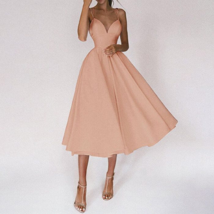 Variant image for Elegancewear™ – Robe Femme Longue Élégante Col en V Design Sans Dos-3