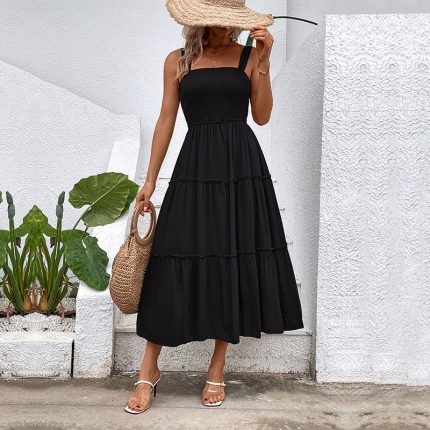 ÉléganceFluide™ – Robe Midi Femme Sans Manches Confort Légèreté Estivale-1