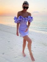 Madison™ – Robe Femme Satinée Élégante à Épaules Dénudées & Volants-3