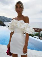 Variant image for Madison™ – Robe Femme Satinée Élégante à Épaules Dénudées & Volants-10